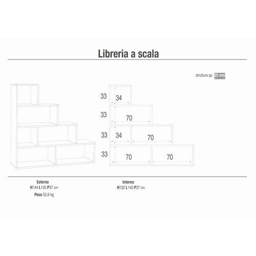 Bibliothèque Ladder L144 Kit - Gris