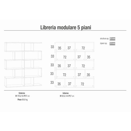 Bibliothèque Modulable H178 L150 Kit - Gris