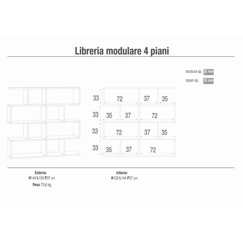 Bibliothèque Modulable H150 L150 Kit - Gris