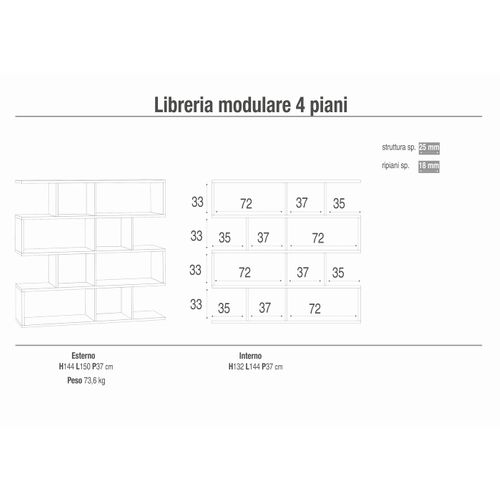 Bibliothèque Modulable H150 L150 Kit - Métal-clair Et Gris