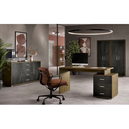 Bureau 3 Tiroirs L154 Kit - Marron Et Noir