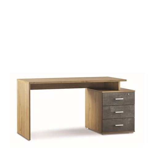 Bureau 3 Tiroirs L154 Kit - Marron Et Noir