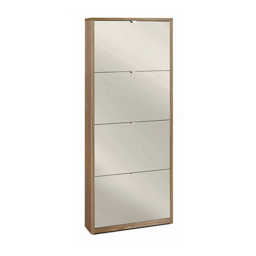 Armoire à Chaussures 4 Portes P18 Miroir - Marron