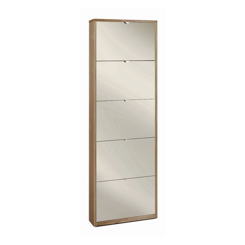 Étagère à Chaussures 5 Portes Miroir - Marron