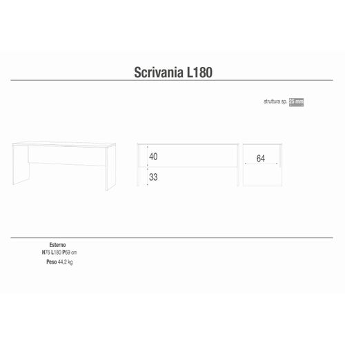 Bureau L180 En Kit - Marron