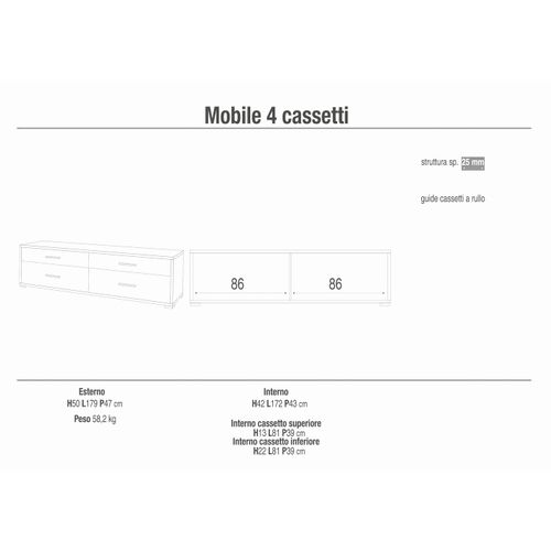 Kit D’armoire à 4 Tiroirs H50 L179 - Marron