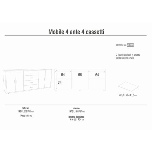 Armoire 4 Portes 4 Tiroirs Kit
