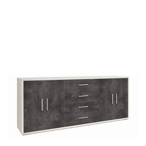 Armoire 4 Portes 4 Tiroirs H84 L203 Kit - Gris Et Noir