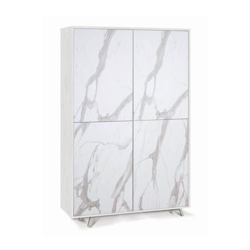 Armoire 4 Portes H161 L108 Kit Push-pull - Gris Et Marbre