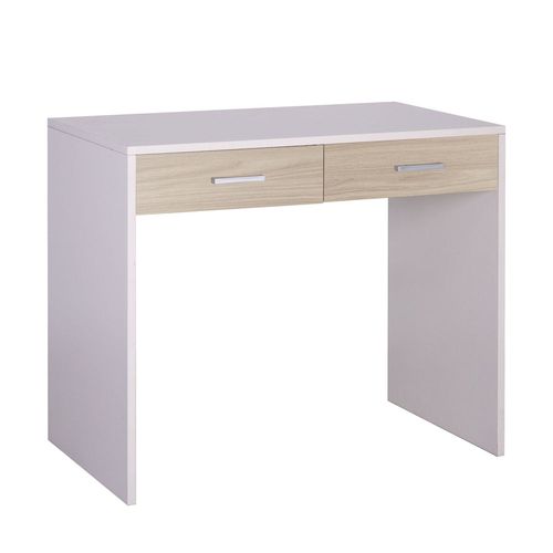 Bureau 2 Tiroirs L90 Kit - Blanc Et Beige