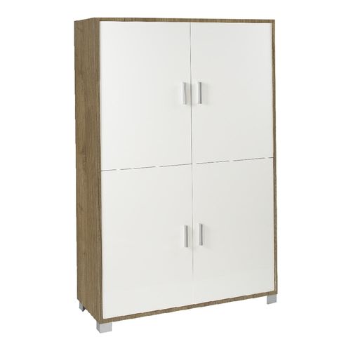 Armoire 4 Portes H161 L108 Kit - Marron Et Blanc