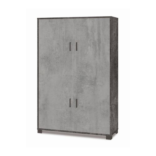 Armoire 4 Portes H161 L108 Kit - Noir Et Métal-clair