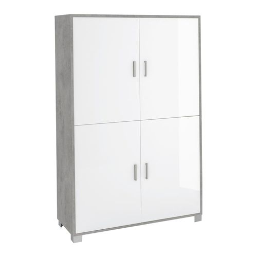 Armoire 4 Portes H161 L108 Kit - Métal-clair Et Blanc Brillant
