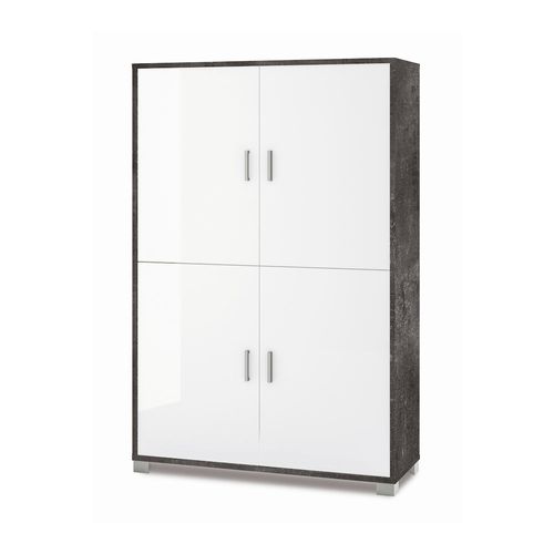 Armoire 4 Portes H161 L108 Kit - Noir Et Blanc Brillant