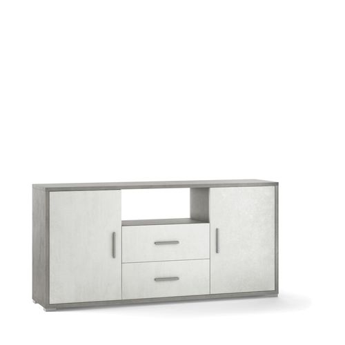 Armoire 2 Portes 2 Tiroirs H174 L84 Kit - Métal-clair Et Gris