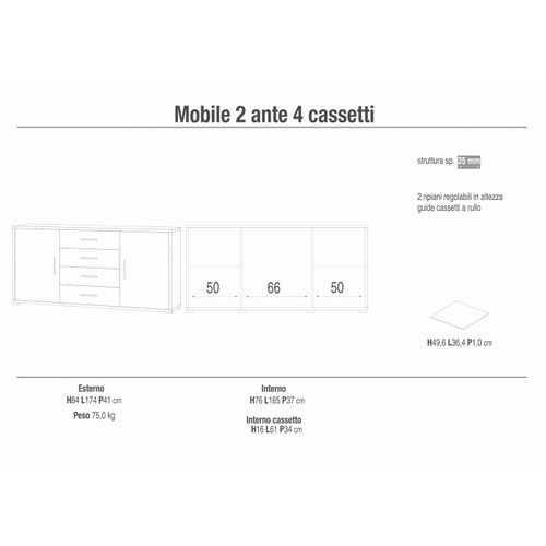 Armoire 2 Portes 4 Tiroirs Kit
