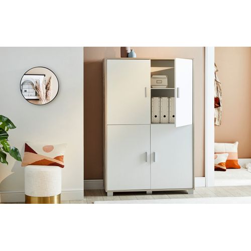 Armoire 4 Portes H161 L108 Kit - Beige Et Blanc