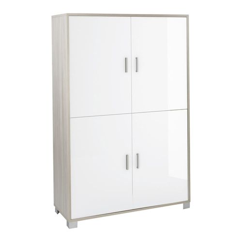 Armoire 4 Portes H161 L108 Kit - Beige Et Blanc Brillant
