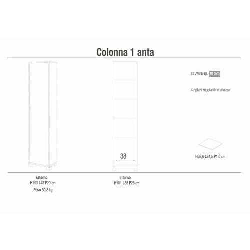 Colonne 1 Kit De Porte H190 L43 - Beige