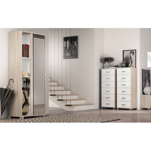 Meuble 2 Portes Coulissantes Miroir H190 L82  Kit - Blanc