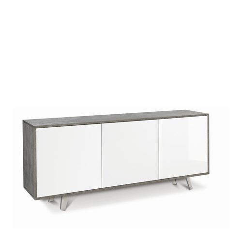 Buffet 3 Portes Kit - Métal-clair Et Blanc Brillant