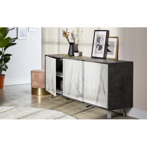 Buffet 3 Portes Kit - Noir Et Marbre