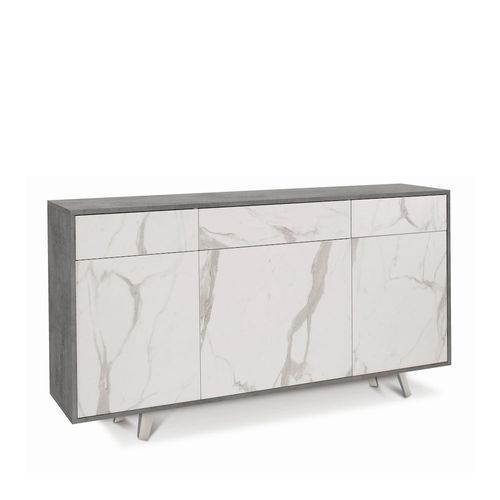 Buffet 3 Portes 3 Tiroirs Kit - Métal-clair Et Marbre