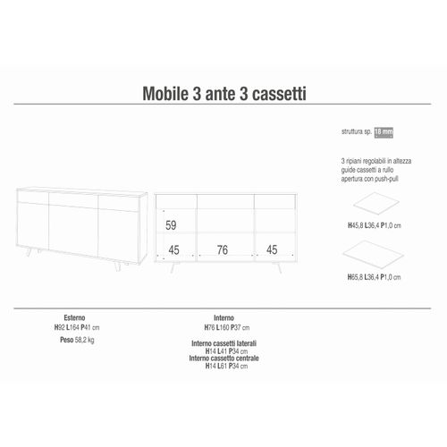 Buffet 3 Portes 3 Tiroirs Kit
