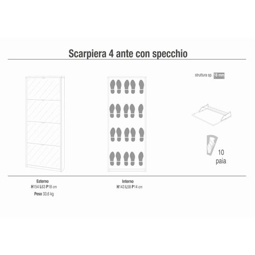 Armoire à Chaussures 4 Portes - Beige