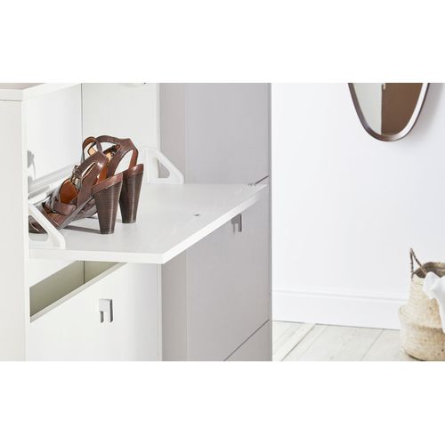 Étagère à Chaussures 5 Portes Miroir - Blanc