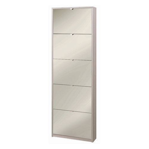 Étagère à Chaussures 5 Portes Miroir - Beige
