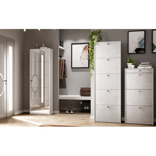 Armoire à Chaussures 5 Portes Miroir - Beige