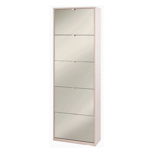 Armoire à Chaussures 5 Portes Miroir - Beige