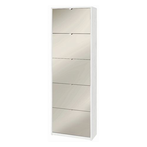 Armoire à Chaussures 5 Portes Miroir - Gris