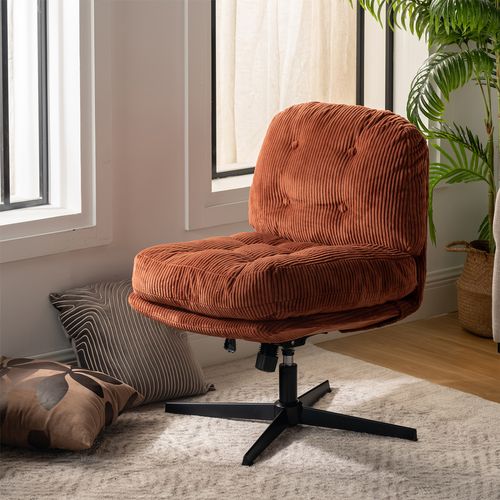 Fauteuil Salon Fonction D'inclinaison Pivotant Sur 360° En Velours Côtelé Rouge
