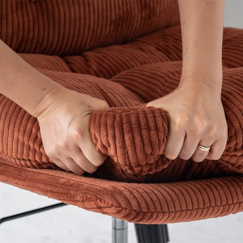 Fauteuil Salon Fonction D'inclinaison Pivotant Sur 360° En Velours Côtelé Rouge