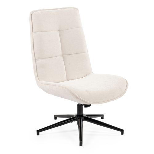 Fauteuil Salon Fonction D'inclinaison Pivotant Sur 360° Avec Dossier En Tissu Chenille Beige