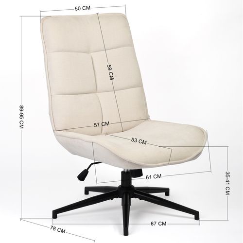 Fauteuil Salon Fonction D'inclinaison Pivotant Sur 360° Avec Dossier En Tissu Chenille Beige