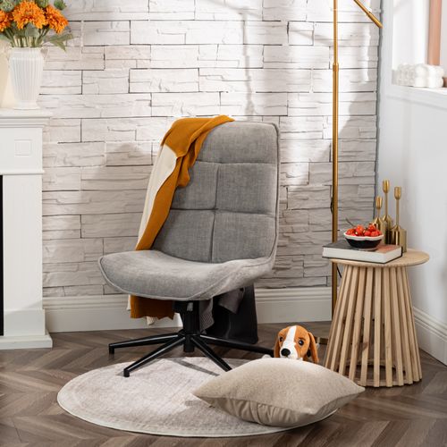 Fauteuil Salon Fonction D'inclinaison Pivotant Sur 360° Avec Dossier En Tissu Chenille Gris