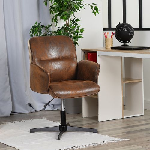 Fauteuil De Bureau Ergonomique Siège Pivotant Hauteur Réglable Avec Accoudoir En Suédine Marron
