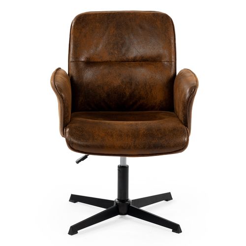 Fauteuil De Bureau Ergonomique Siège Pivotant Hauteur Réglable Avec Accoudoir En Suédine Marron