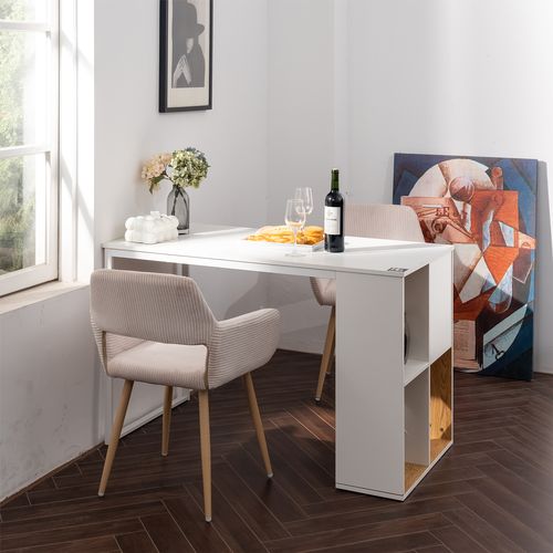 Lot De 2 Chaises De Salle à Manger Rembourrée En Velours Côtelé Pieds En Métal Beige