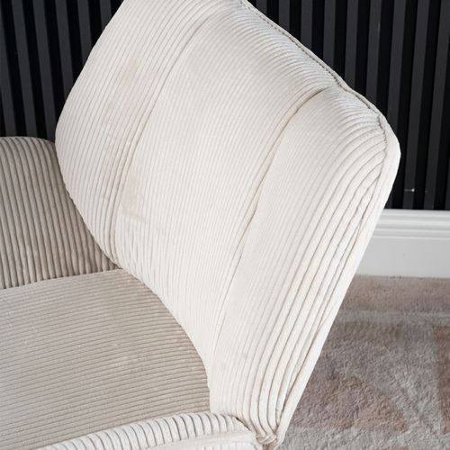 Fauteuil Salon Chaise Pivotant Sur 360° Avec Accoudoirs En Velours Côtelé Beige