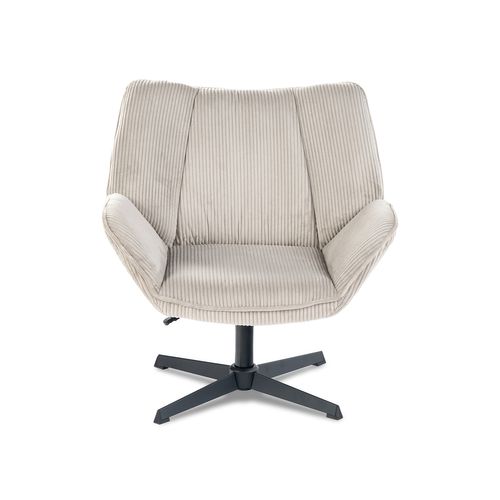 Fauteuil Salon Chaise Pivotant Sur 360° Avec Accoudoirs En Velours Côtelé Taupe Clair