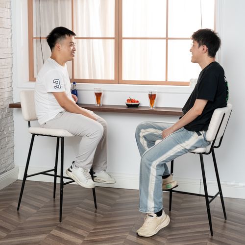 Lot De 2 Tabouret De Bar Siège Rembourrés De 75 Cm De Haut En Bouclette Beige