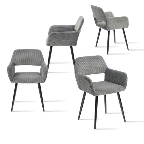 Lot De 4 Chaises De Salle à Manger En  En Métal Pour Cuisine Salon Chambre Bureau, Gris