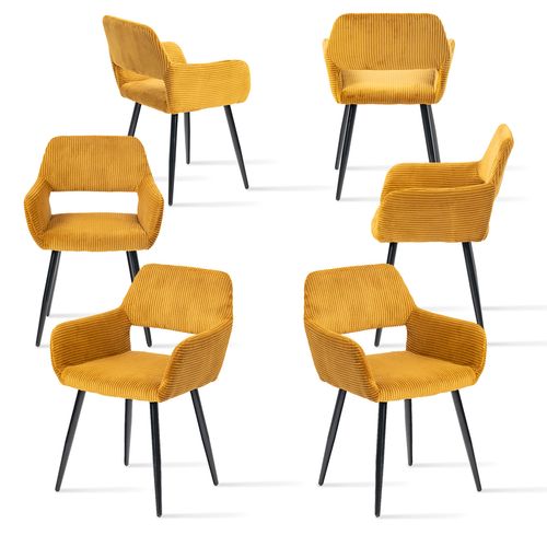Lot De 6 Chaises De Salle à Manger En  En Métal Pour Cuisine Salon Chambre Bureau , Jaune