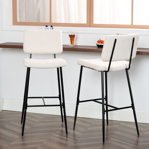 Lot De 4 Tabouret De Bar Industriel Avec Dossier Et Repose-pieds, Chaises Hautes, Beige