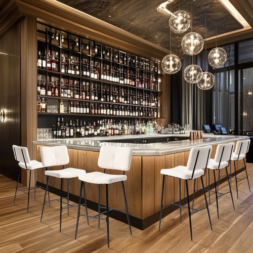 Lot De 6 Tabouret De Bar Industriel Avec Dossier Et Repose-pieds, Chaises Hautes, Beige