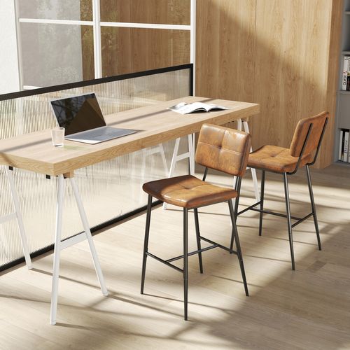 Lot De 6 Tabouret De Bar Industriel Avec Dossier Et Repose-pieds,  Chaises Hautes, Marron